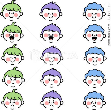 Set of boy's faces with various expressions Set of boy's faces with various expressions 121511169