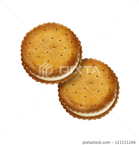 Hand drawn illustration of cream biscuit sandwich 121511206