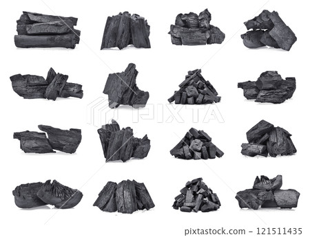 wood charcoal isolated on white background 121511435