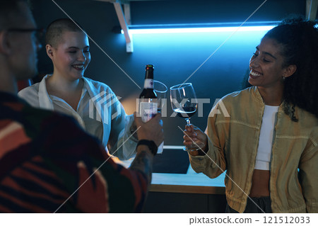 Friends Celebrating Holiday At Party 121512033