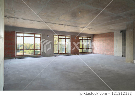 This spacious unfinished interior features large windows that offer stunning scenic views 121512152