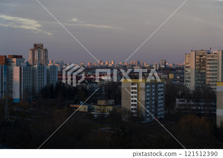 View of the city of Minsk from above. December in Minsk. The Cold City 121512390