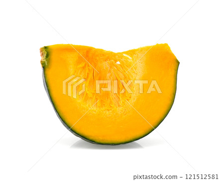 Slice of pumpkin isolated on white background. 121512581