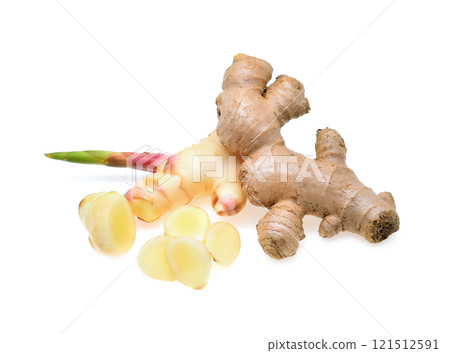 fresh ginger isolated on white background. 121512591