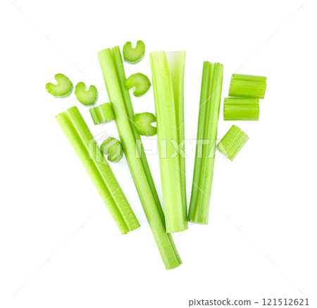 Top view of celery isolated on white background Top view of celery isolated on white background 121512621