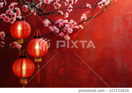 Beautiful holiday composition for happy celebrate chinese festival of lanterns, abstract vivid composition consists of fictional unreal fantastic vision on background Beautiful holiday composition for happy celebrate chinese festival of lanterns, abstract vivid composition consists of fictional unreal fantastic vision on background 121512638