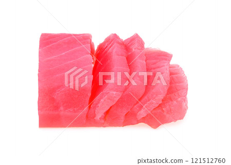 Raw tuna fish isolated on white background. 121512760