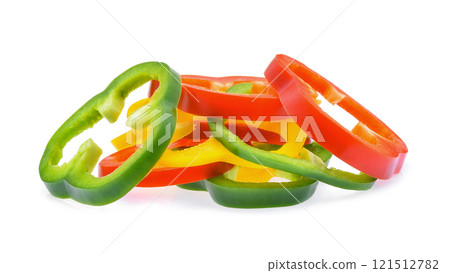 Sliced pepper isolated on white background 121512782