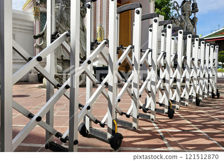 Movable Fence at the Front Gate of Wat Pho Temple Bangkok, Thailand. 121512870