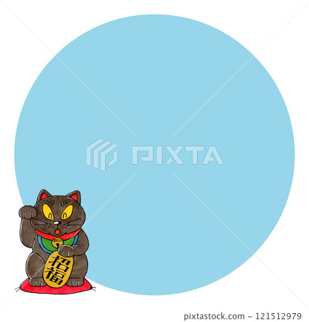 黑色招財貓複製空間(藍色) 黑色招財貓複製空間(藍色) 121512979