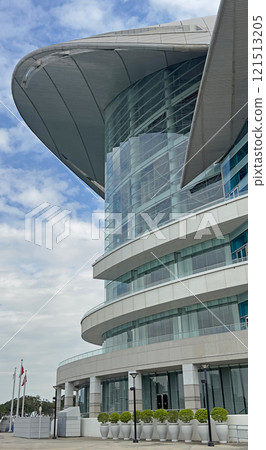 Landmark building in Hong Kong with blue sky and clouds Landmark building in Hong Kong with blue sky and clouds 121513205