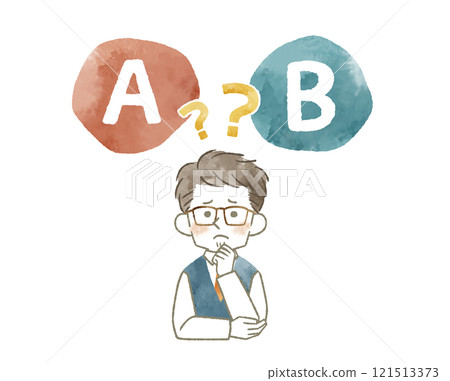 Man making a comparison - watercolor 121513373