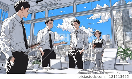 商務人士站在辦公室舉行簡單的會議 121513435