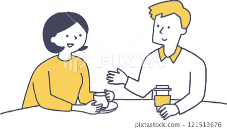 單色情情侶在咖啡館聊天 單色情情侶在咖啡館聊天 121513676