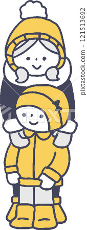Two winter children monochrome Two winter children monochrome 121513692