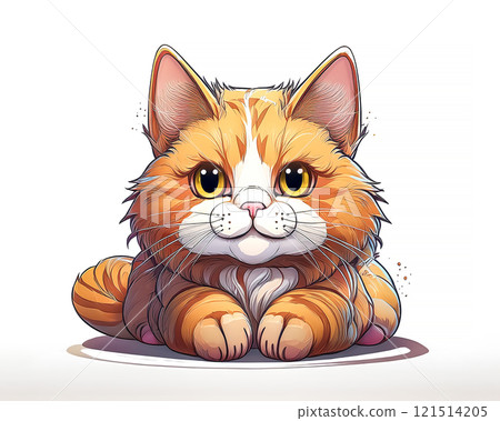 Illustration material of a cat sitting and looking at you 121514205