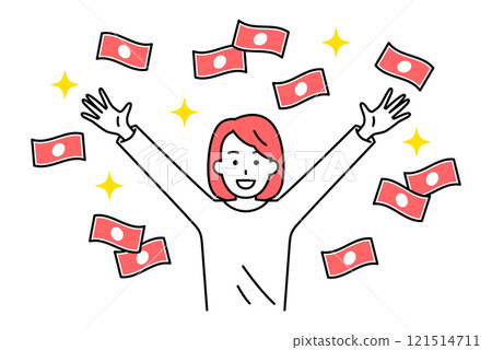 休閒女人贏了很多錢後很高興 休閒女人贏了很多錢後很高興 121514711