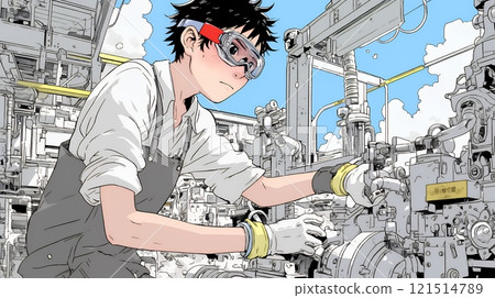 穿著工作服的工廠工人 121514789