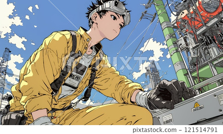 穿著工作服的工廠工人 121514791