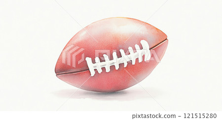 American football ball watercolor illustration with red splatters on white 121515280