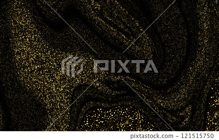The postcard is sprinkled with gold dust on a black background, design element 121515750