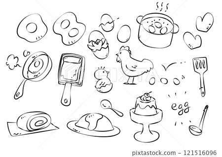 Line drawings of various eggs Line drawings of various eggs 121516096