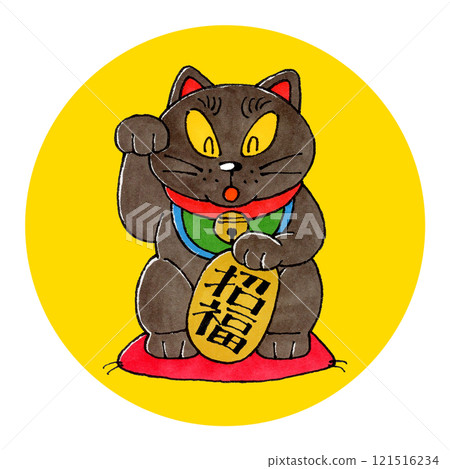 Black Maneki-neko (yellow background) Black Maneki-neko (yellow background) 121516234