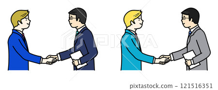人物插畫（商業/握手）國際 121516351