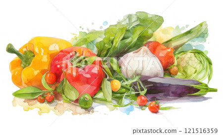 Colorful watercolor vegetables 121516359