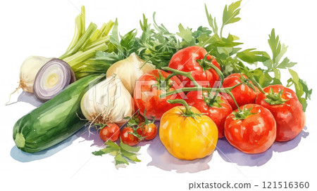 Colorful watercolor vegetables 121516360