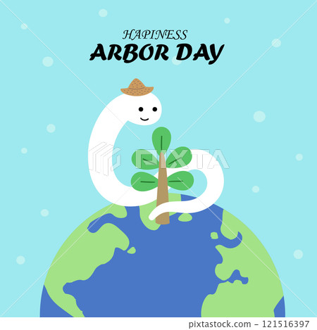 Happy little snake planting trees on Arbor Day 121516397