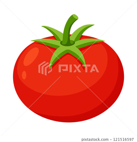 tomato vegetable for cooking meals. A bright element isolated on white for design.  121516597