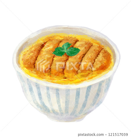 白碗裡的豬排蓋飯插圖 121517039
