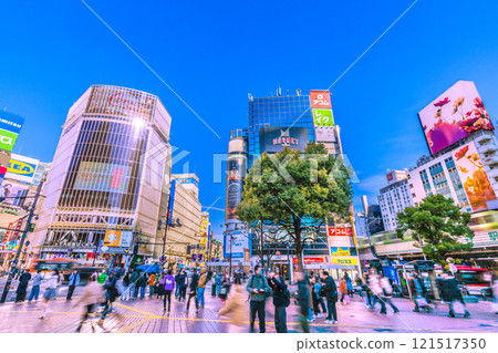 Tokyo cityscape in Japan: A ray of hope... Shibuya Station bustling with foreign tourists. May the future be a happy one... = 26th 121517350