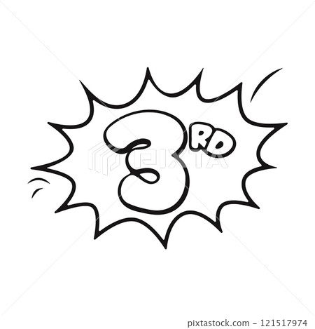 Vibrant comic-style 3rd sign, perfect for kids' birthday celebrations Vibrant comic-style 3rd sign, perfect for kids' birthday celebrations 121517974