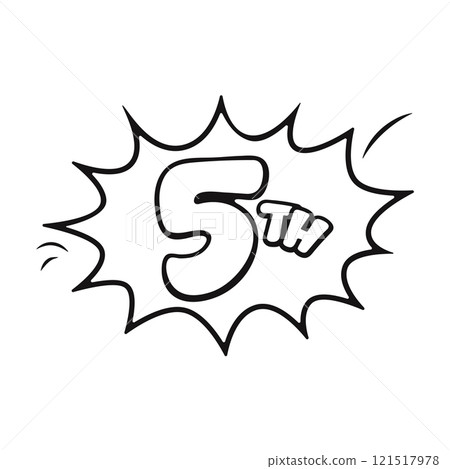 Vibrant comic-style 5th sign, perfect for kids' birthday celebrations 121517978