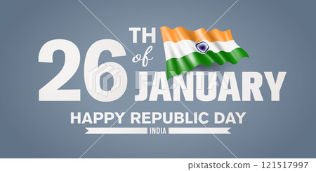India happy republic day greeting card, banner with template text vector illustration 121517997