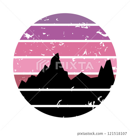 merlot retro sunset cartoon vector illustration 121518107