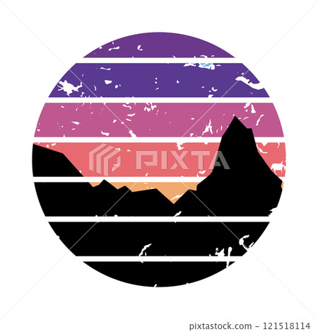 stemless retro sunset cartoon vector illustration 121518114