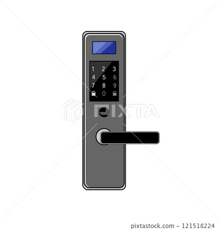 identification facial recognition lock cartoon vector illustration 121518224