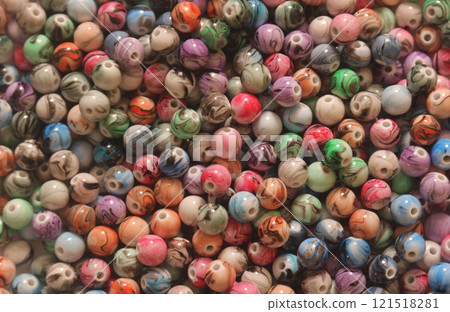 Pile of Colorful Acrylic Beads For Jewelry Making 121518281