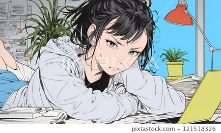 A young woman looks upset after receiving a nasty email while trying to go to sleep A young woman looks upset after receiving a nasty email while trying to go to sleep 121518326