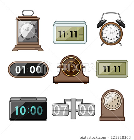 travel alarm clock set cartoon vector illustration 121518363