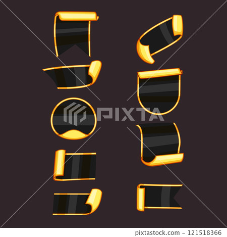 sticker golden luxury set cartoon vector illustration sticker golden luxury set cartoon vector illustration 121518366