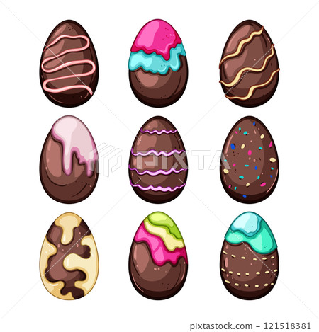 chocolate egg set cartoon vector illustration 121518381