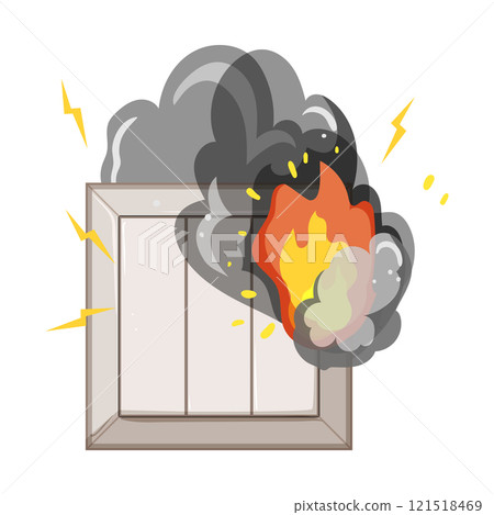 sparks short circuit fire cartoon vector illustration 121518469