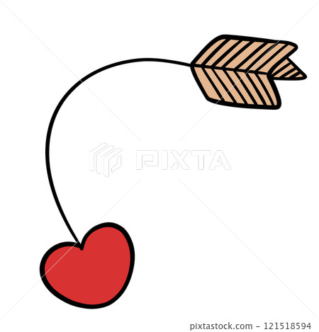Cupid Arrow Illustration with Heart Symbol for Valentines Day and Romantic Themes Cupid Arrow Illustration with Heart Symbol for Valentines Day and Romantic Themes 121518594
