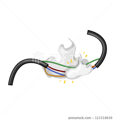 insulation broken cable cartoon vector illustration 121518639