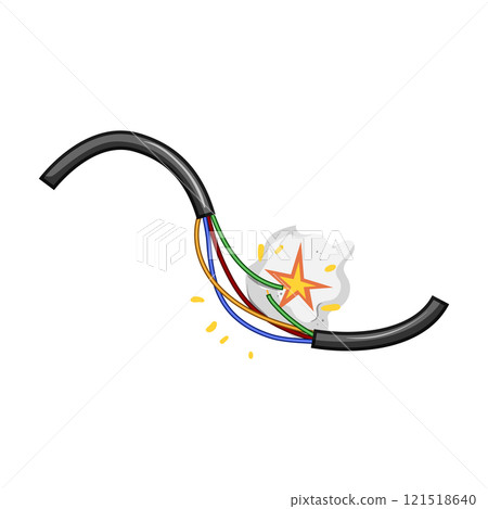 frayed broken cable cartoon vector illustration 121518640