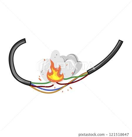 damage broken cable cartoon vector illustration 121518647